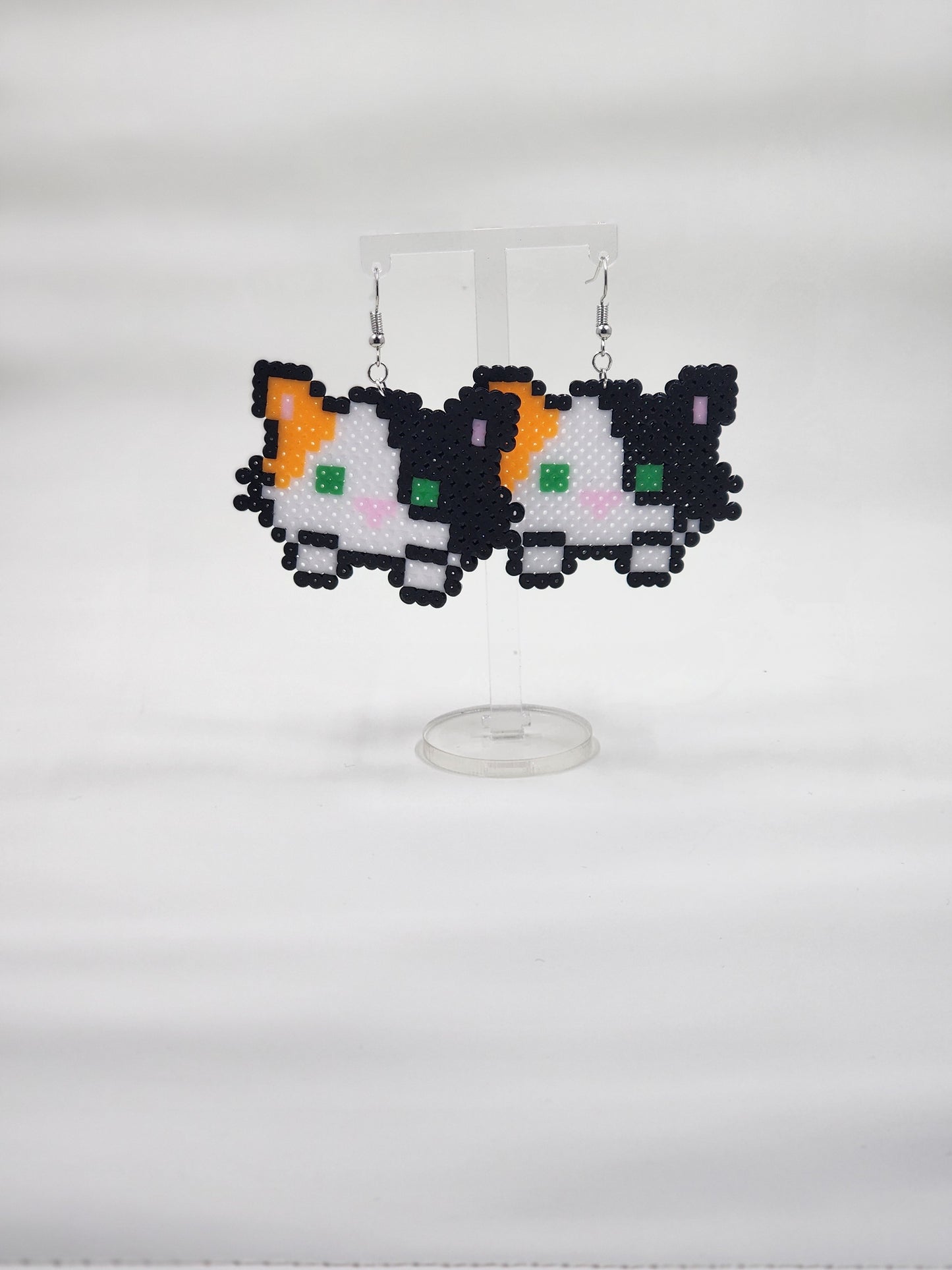 Kitten 3 colors perler beads earrings