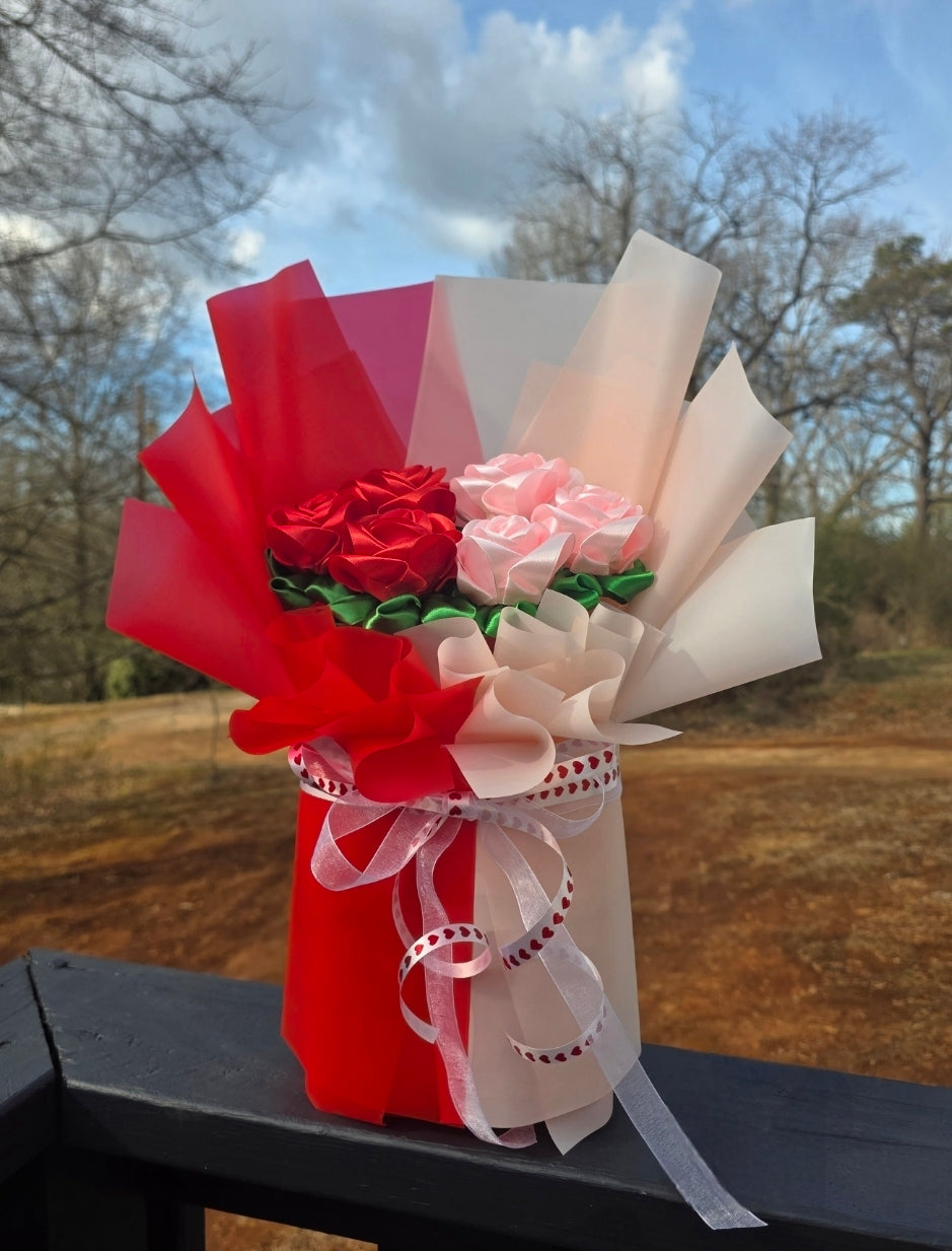 Red and Pink eternal roses bouquet